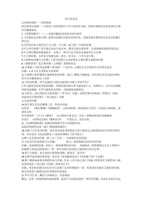 西方美术史复习点