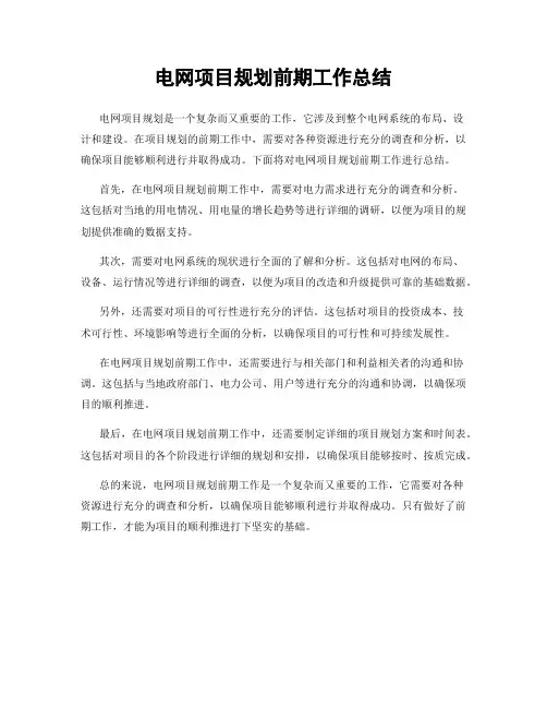 电网项目规划前期工作总结
