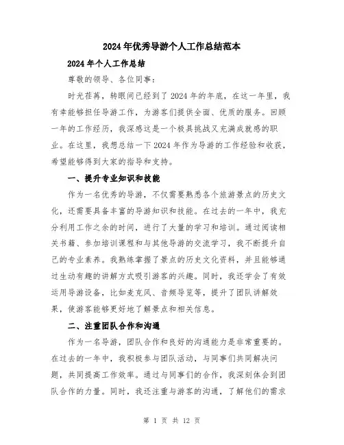 2024年优秀导游个人工作总结范本(5篇)