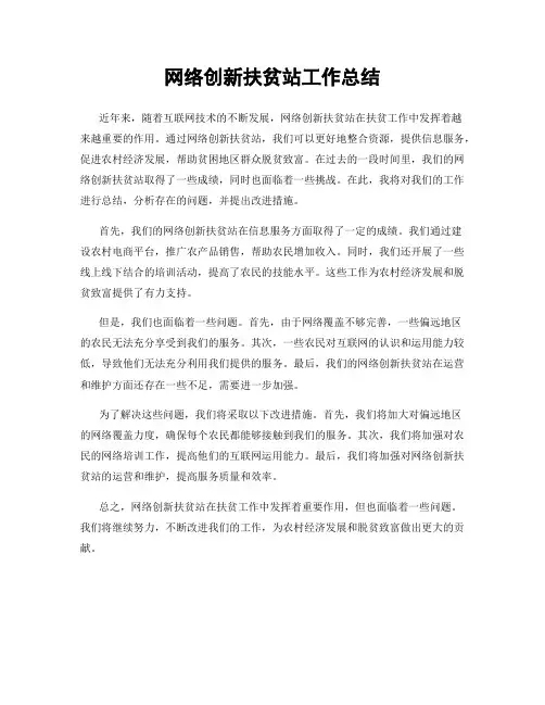 网络创新扶贫站工作总结