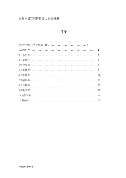 企业中层管理岗位能力素质模型