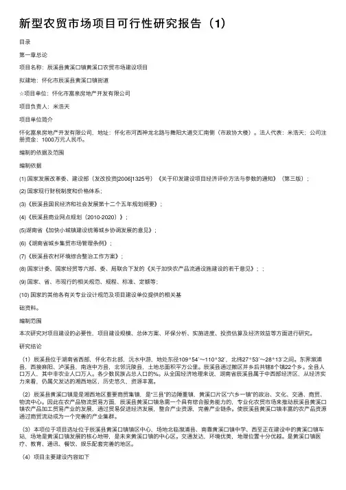 新型农贸市场项目可行性研究报告（1）