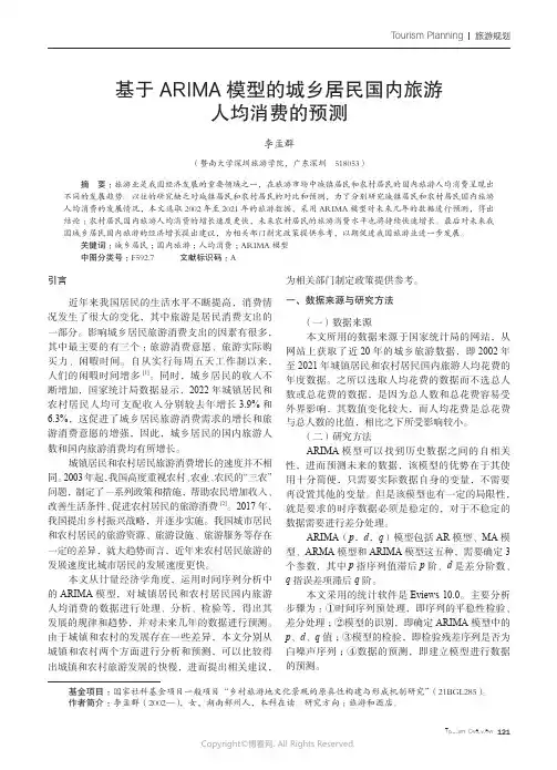 211214301_基于ARIMA模型的城乡居民国内旅游人均消费的预测