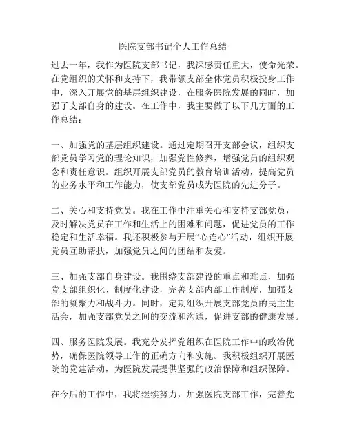 医院支部书记个人工作总结