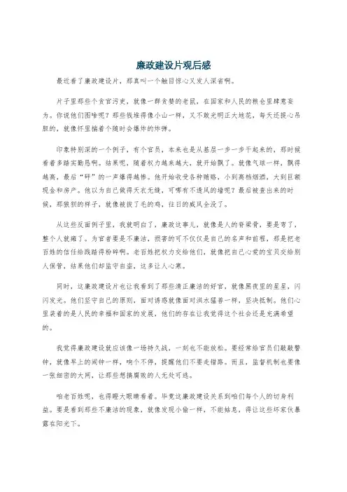 廉政建设片观后感