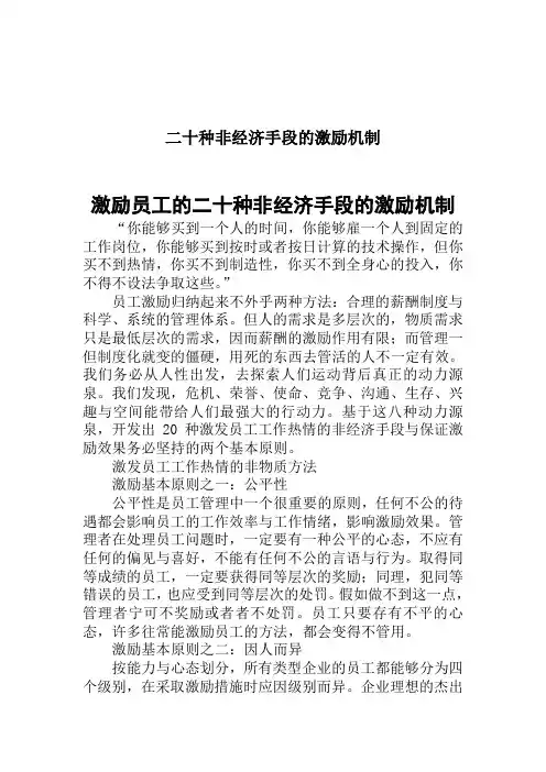 二十种非经济手段的激励机制