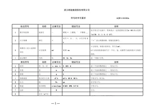 单位符号正确写法