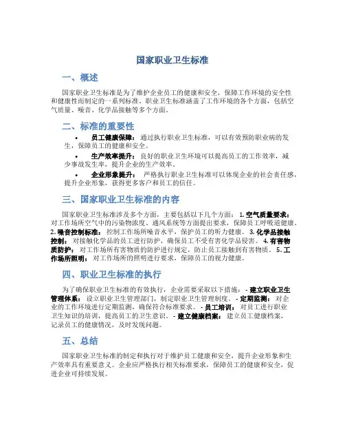 国家职业卫生标准