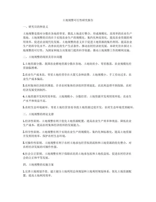 土地规整可行性研究报告