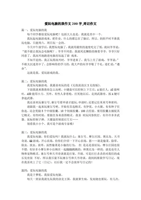 爱玩电脑的我作文200字_周记作文