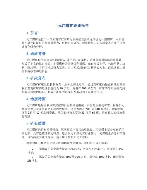 元江煤矿地质报告