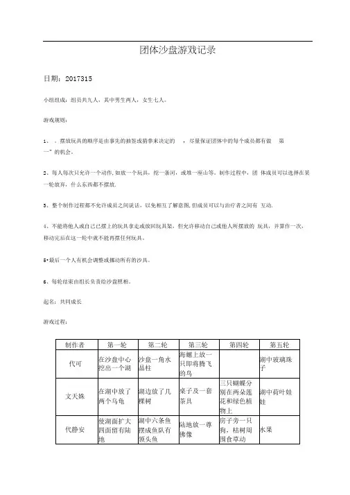 团体心沙盘活动记录