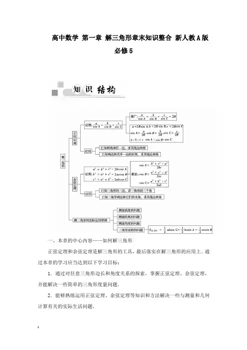 【高中教育】高中数学 第一章 解三角形章末知识整合 新人教A版必修5.doc