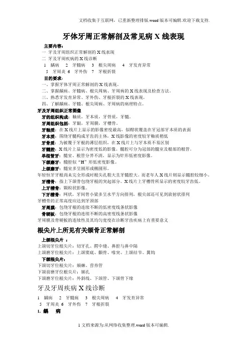 牙体牙周正常解剖及常见病X线表现