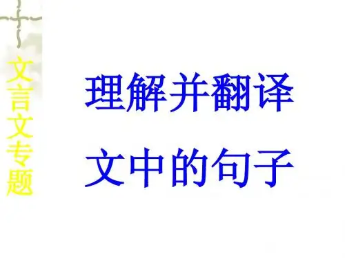高考语文第二轮专题复习_文言文翻译_ppt