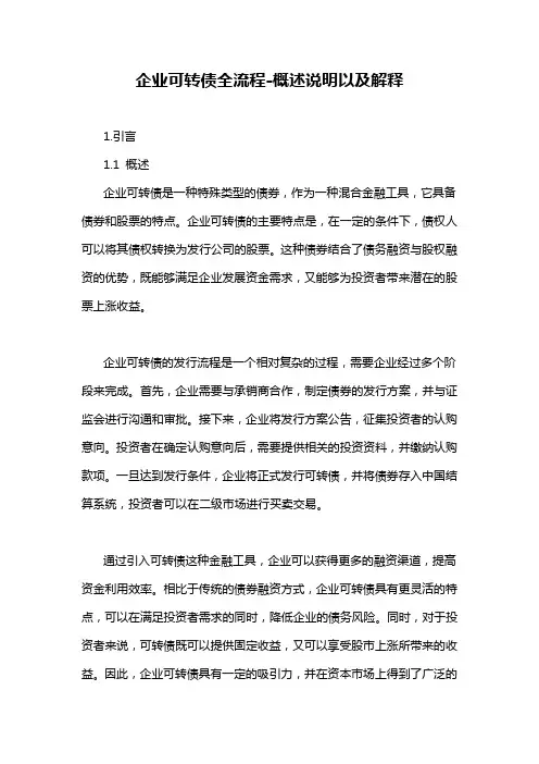 企业可转债全流程-概述说明以及解释