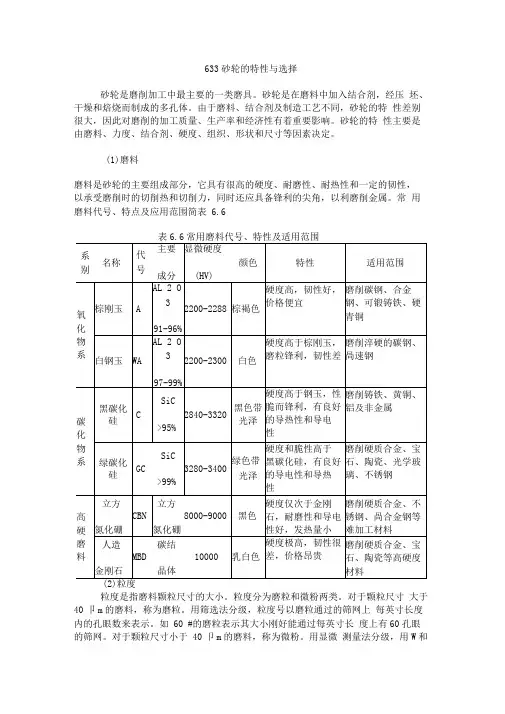 砂轮的特性与选择