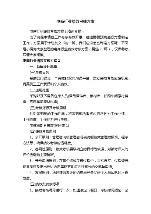 电商行业绩效考核方案（精选6篇）
