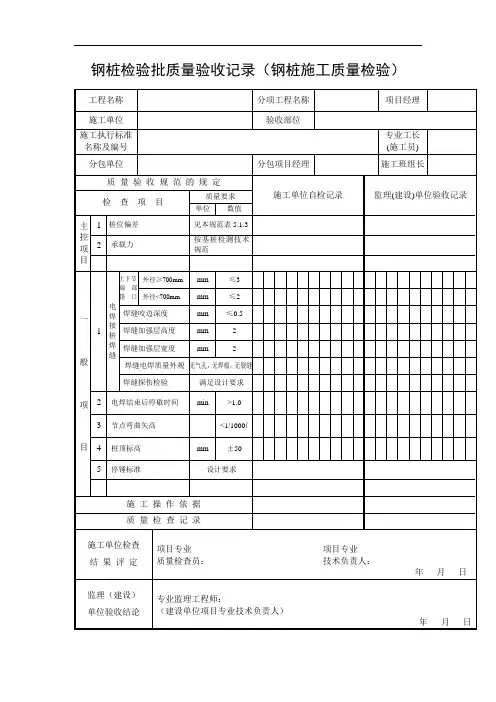 钢桩检验批质量验收记录2