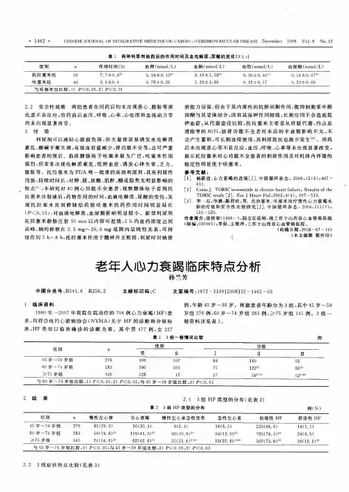 老年人心力衰竭临床特点分析