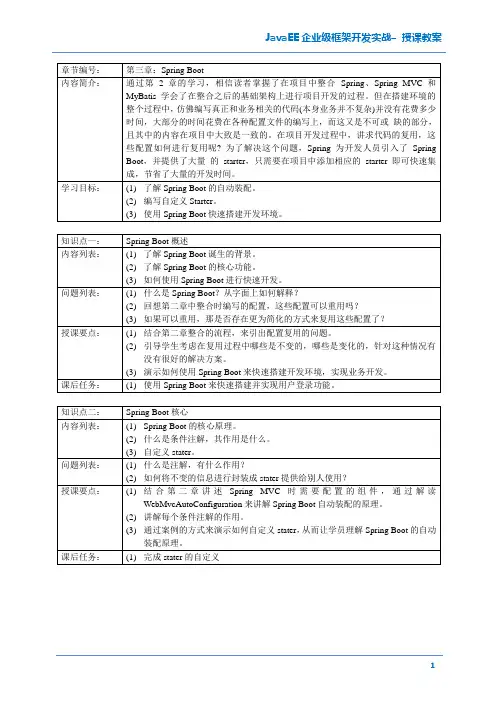 JavaEE企业级框架开发实战教程-教案--第3章--Spring Boot