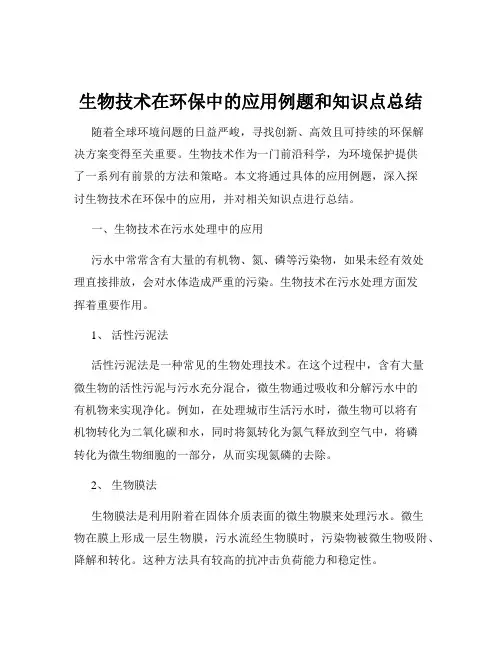 生物技术在环保中的应用例题和知识点总结