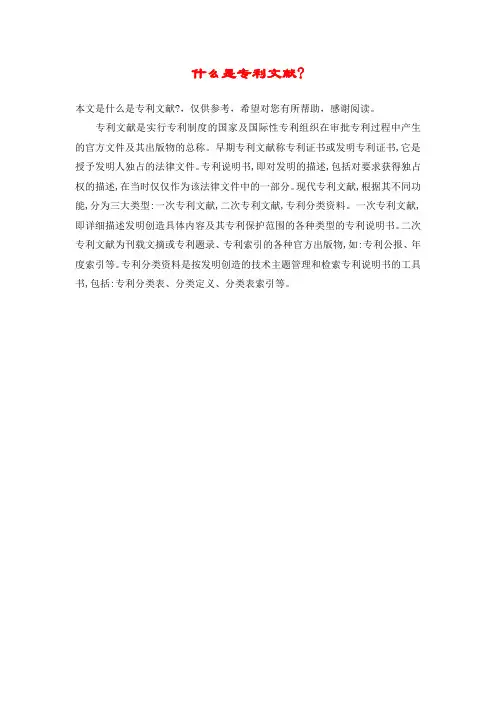 什么是专利文献-