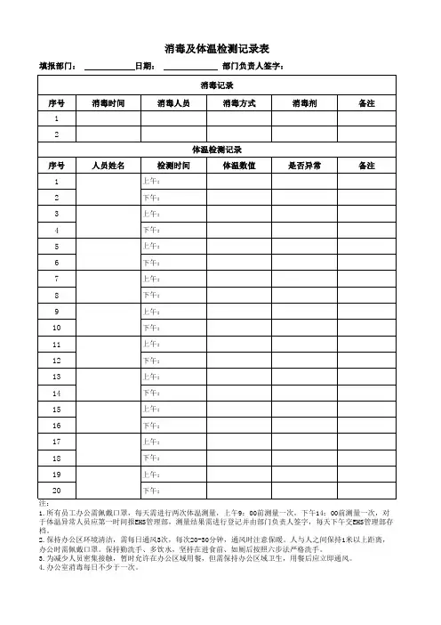 消毒体温检测记录