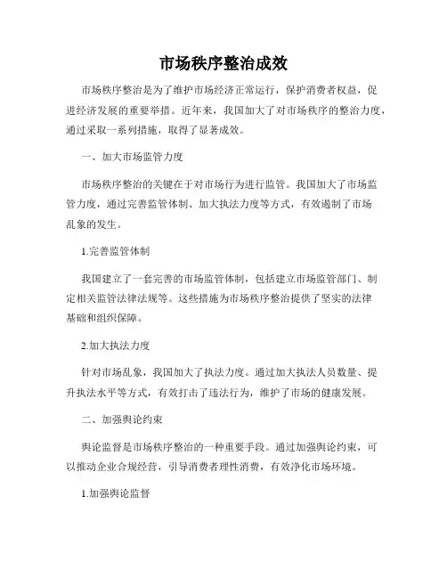 市场秩序整治成效