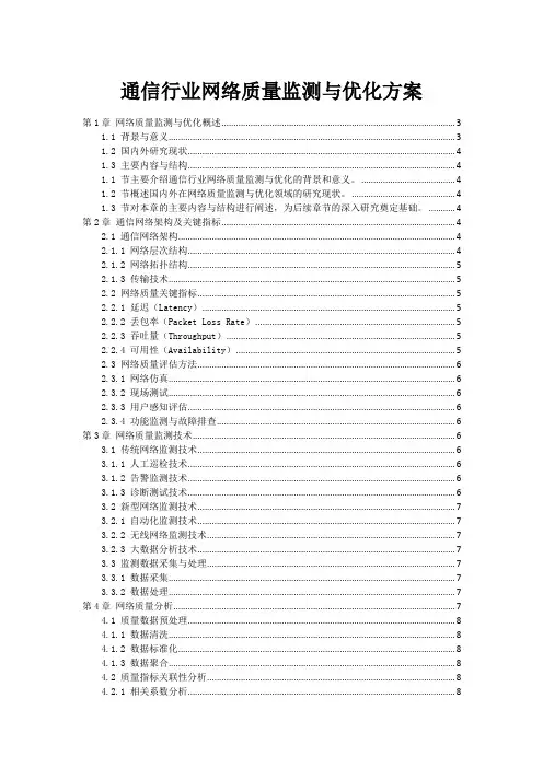 通信行业网络质量监测与优化方案