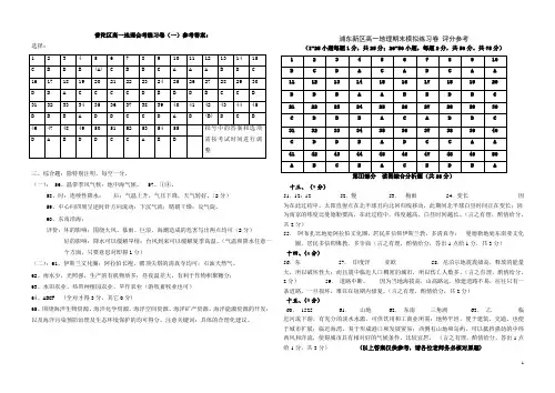 高一地理会考练习卷参考答案