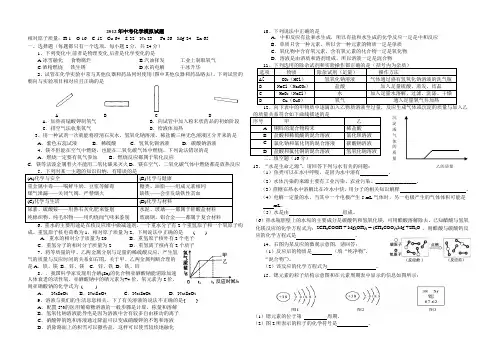 2012年中考化学模拟试题