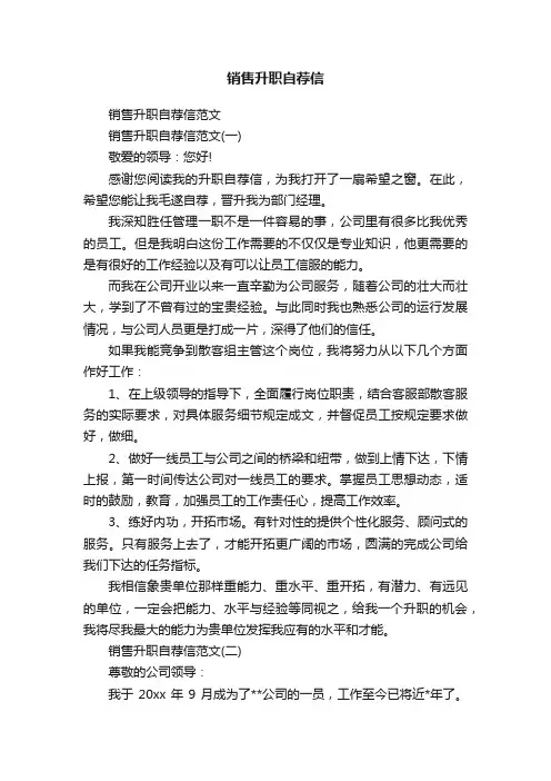 销售升职自荐信
