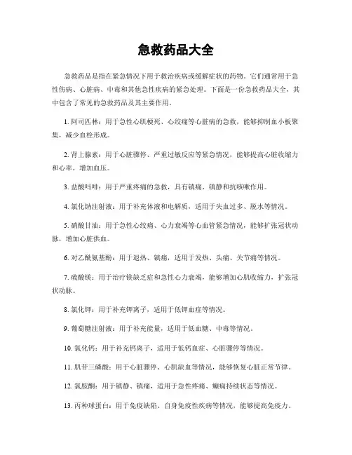 急救药品大全