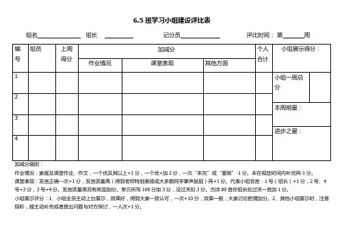 班级小组建设评分表