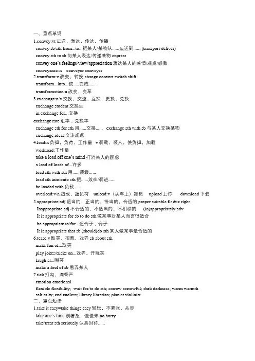 Book 6  Unit 2 Poems语言知识点