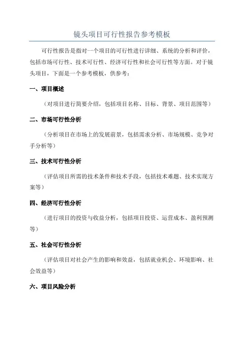 镜头项目可行性报告参考模板