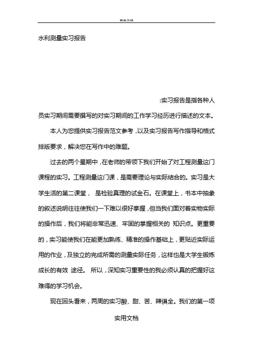 《水利测量实习报告》word版