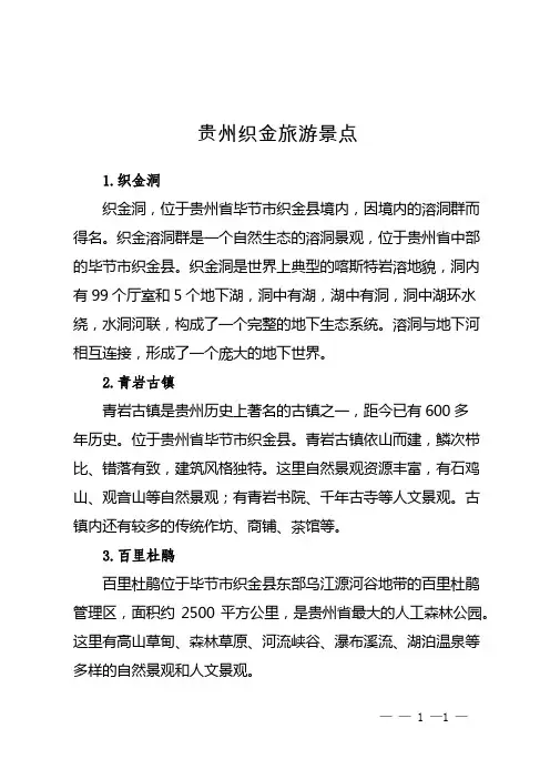 贵州织金旅游景点