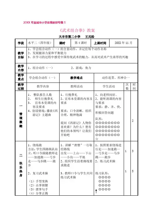 《武术组合拳》教案