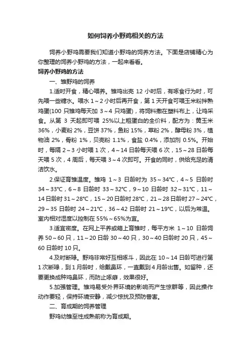 如何饲养小野鸡相关的方法