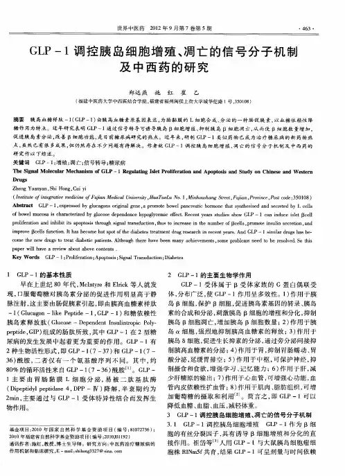 GLP-1调控胰岛细胞增殖、凋亡的信号分子机制及中西药的研究
