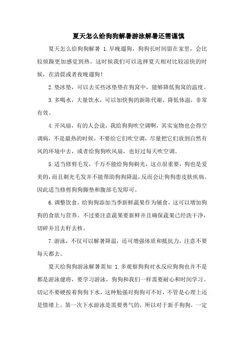 夏天怎么给狗狗解暑游泳解暑还需谨慎