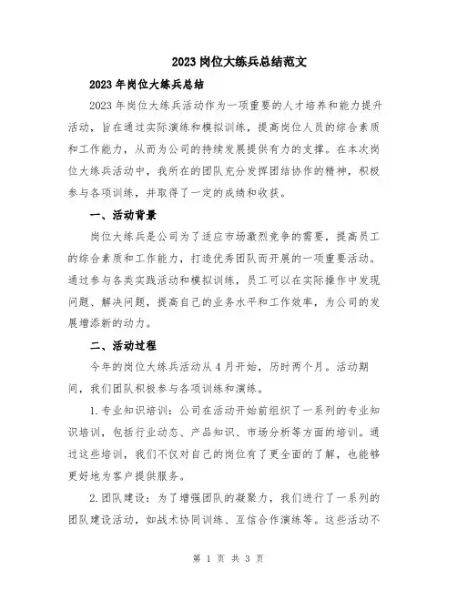 2023岗位大练兵总结范文