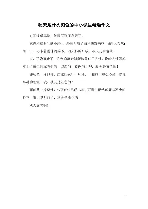 秋天是什么颜色的中小学生精选作文