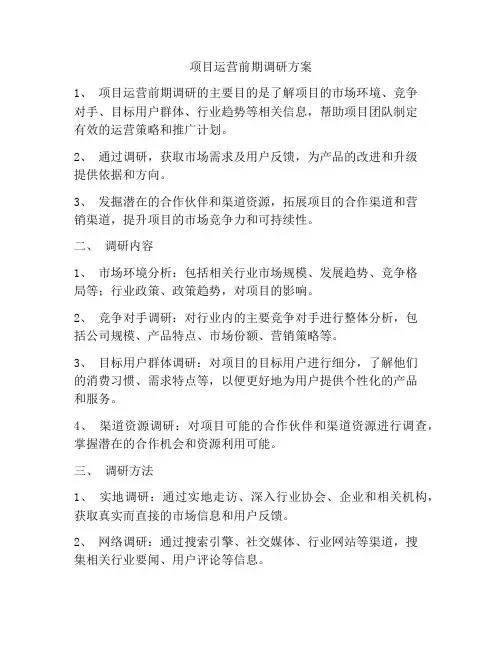 项目运营前期调研方案