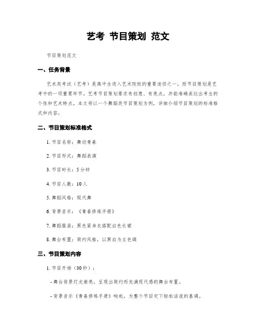 艺考 节目策划 范文