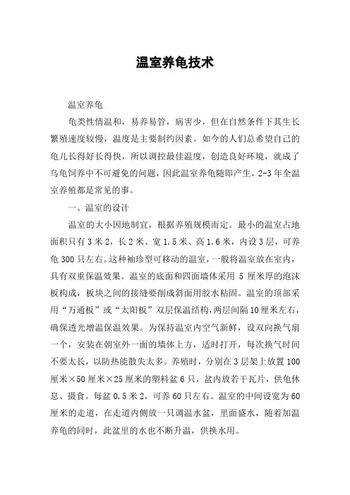 温室养龟技术