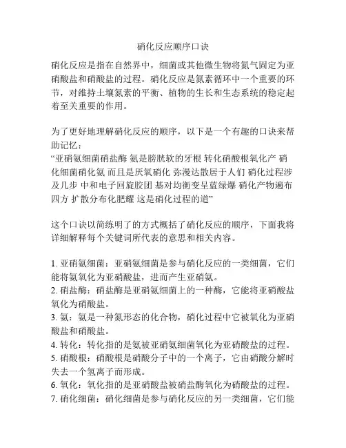 硝化反应顺序口诀