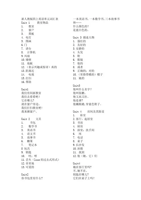 (完整版)人教版小学英语单词句子默写